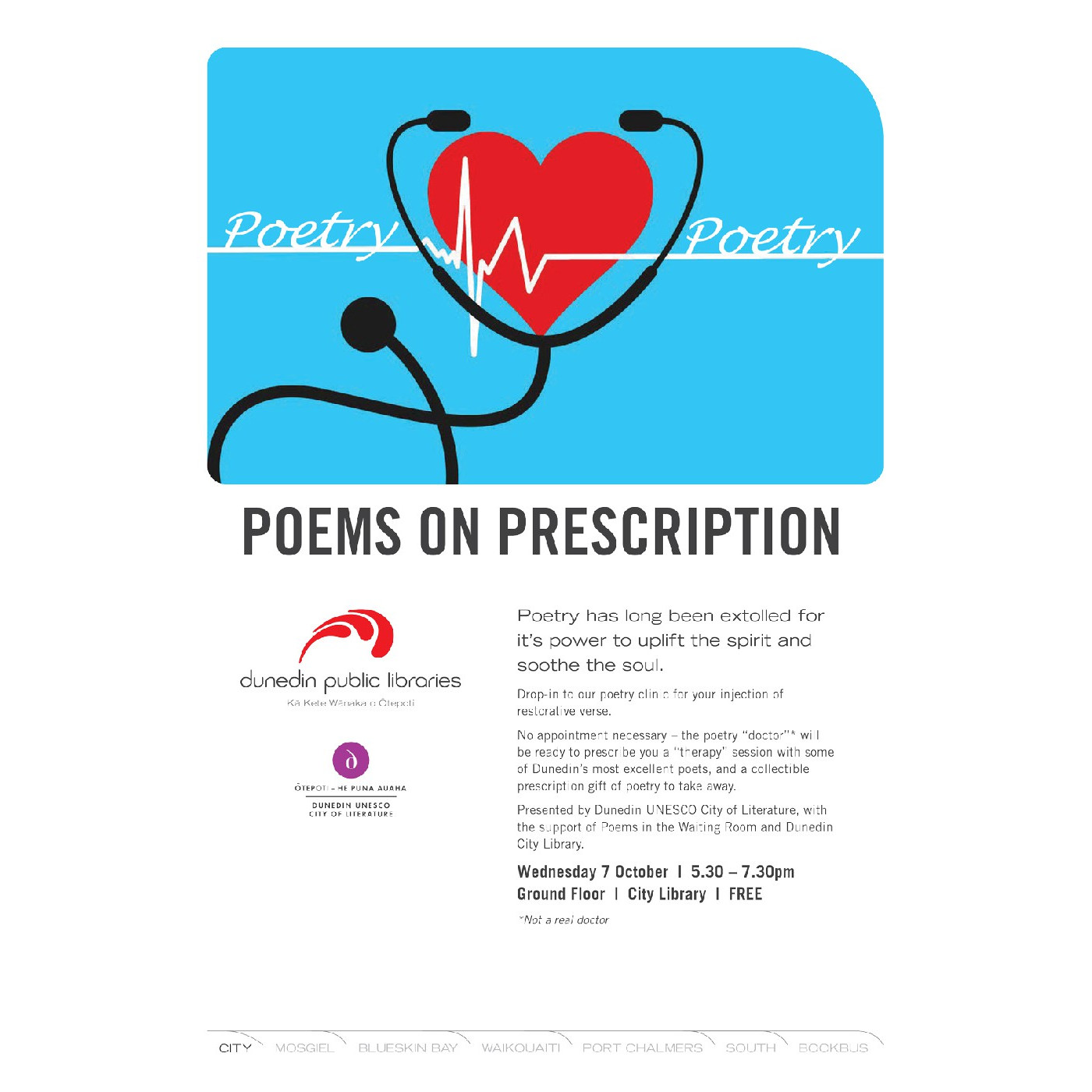 Dunedin UNESCO City of Literature Poetry on Prescription