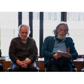 Peter Olds and Roger Hickin at the launch of A Town Trod by Poets