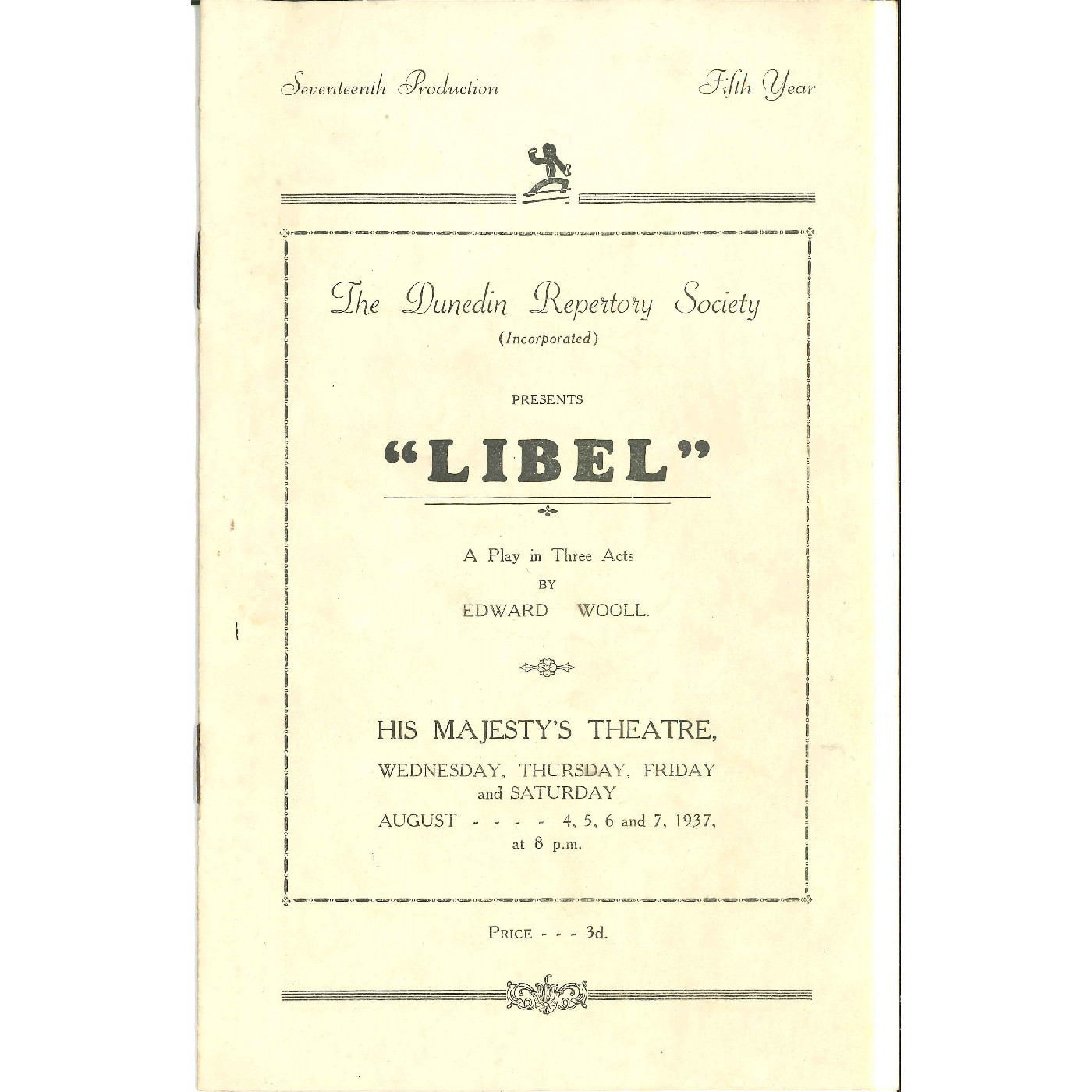 Libel: Theatrical Programme