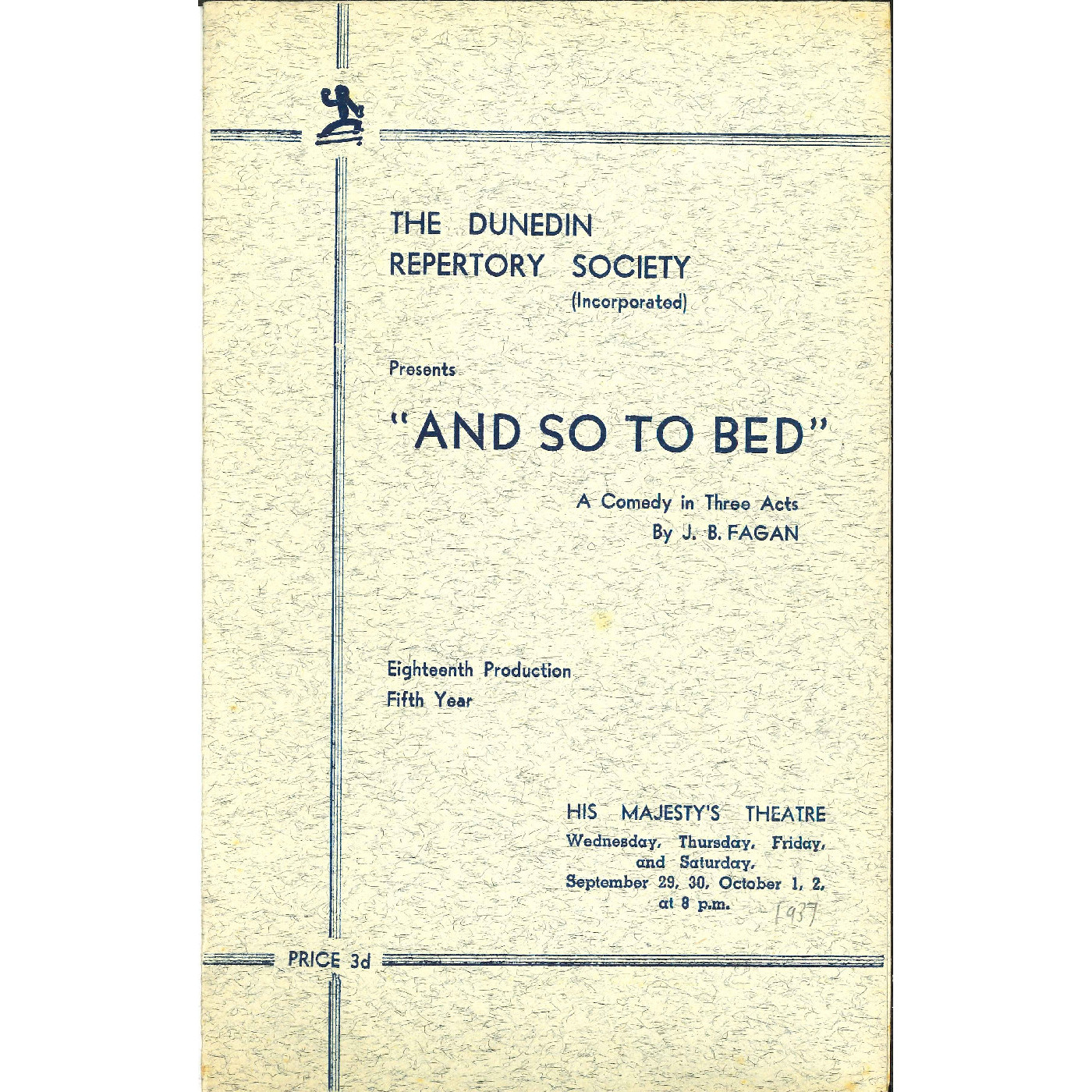 And So To Bed: Theatrical Programme