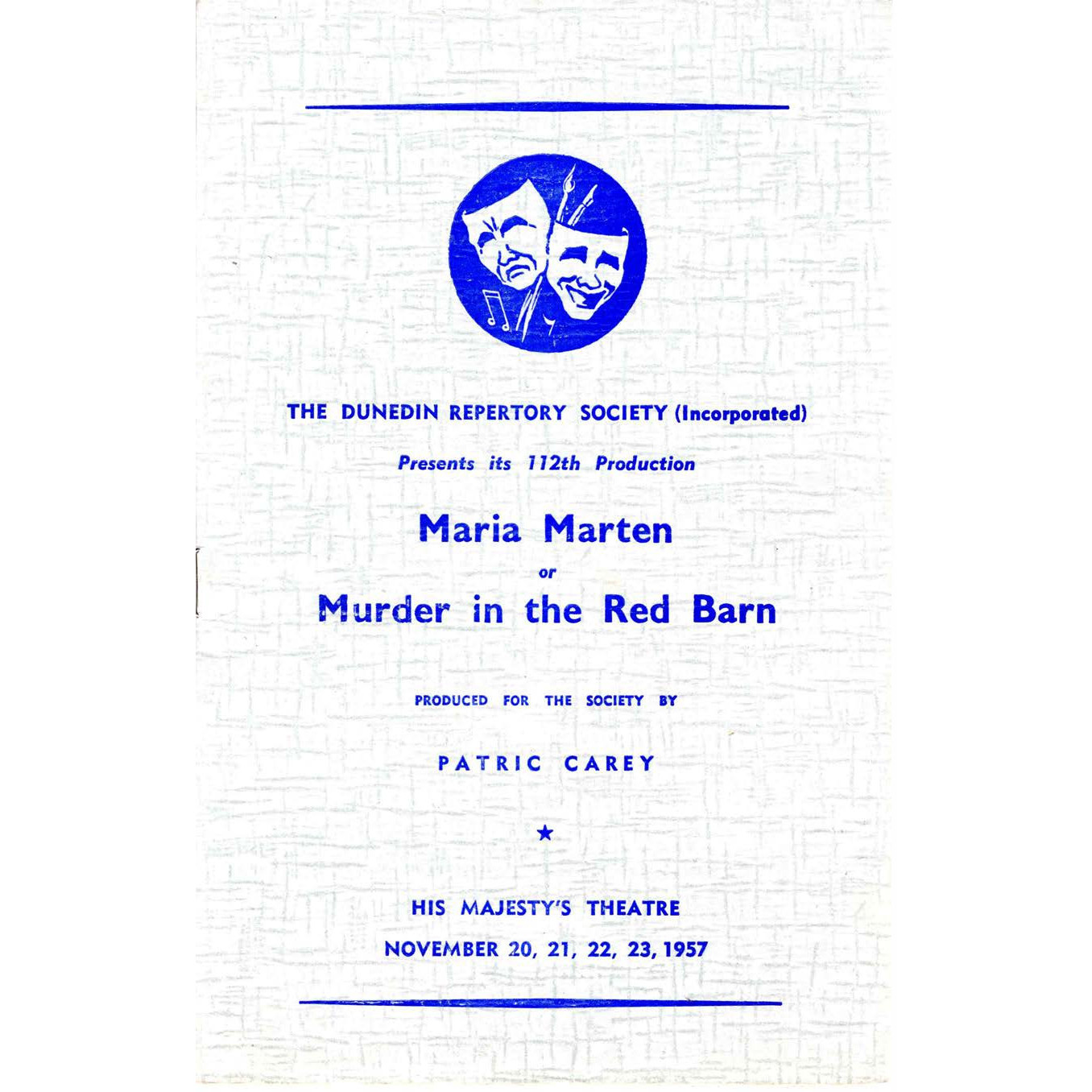 Maria Marten or Murder in the Red Barn: Theatrical Programme
