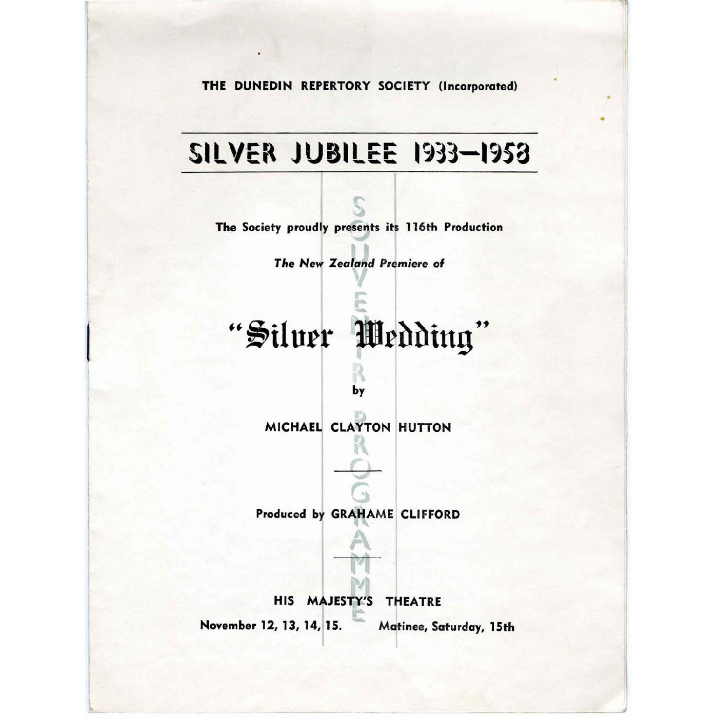 Silver Wedding: Theatrical Programme
