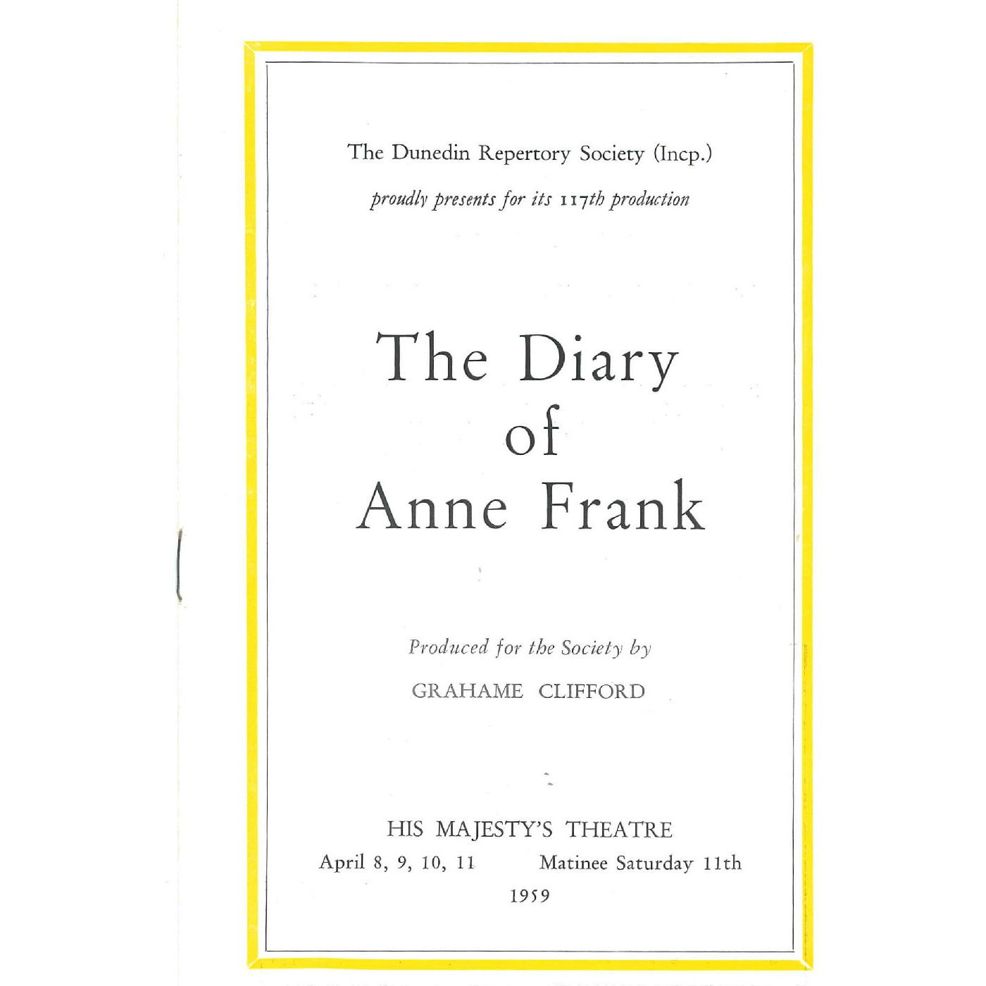 The Diary of Anne Frank: Theatrical Programme