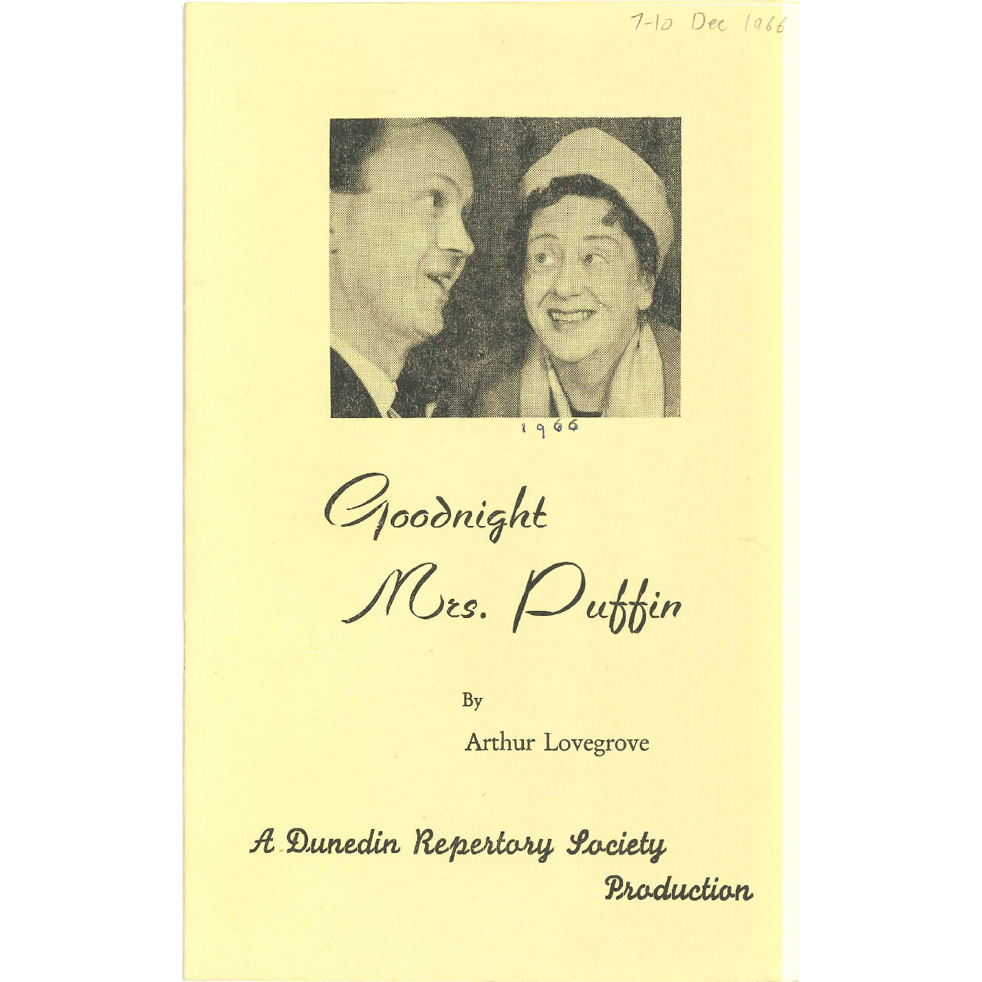 Goodnight Mrs Puffin: Theatrical Programme