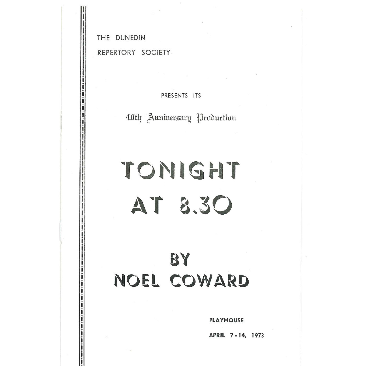 Tonight at 8.30: Theatrical Programme