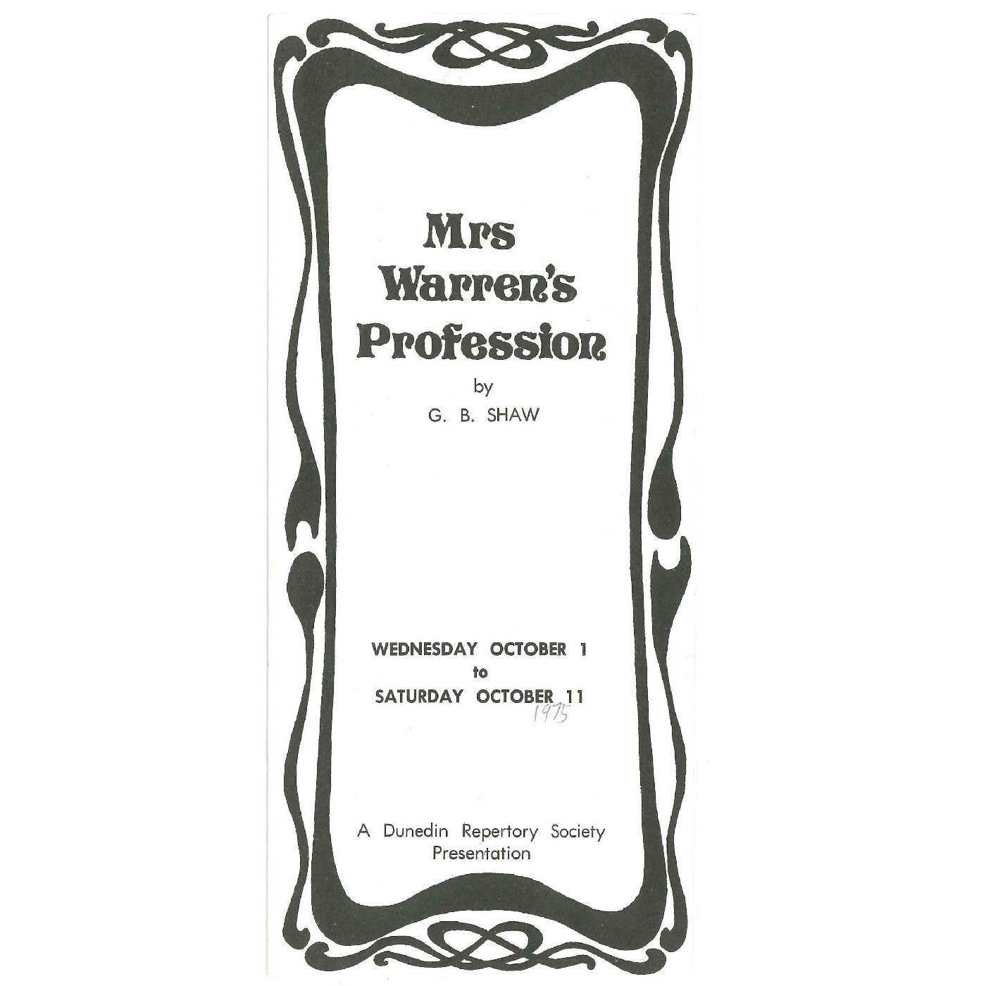Mrs Warren's Profession: Theatrical Programme