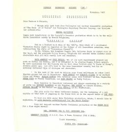 Dunedin Repertory Society form letters to members