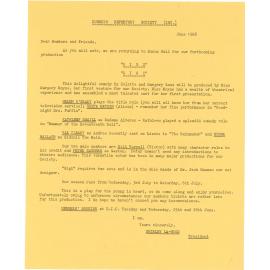 Dunedin Repertory Society form letters to members