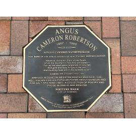 Angus Cameron Robertson's plaque on the Dunedin Writers' Walk
