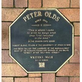 Peter Olds Writers' walk plaque 