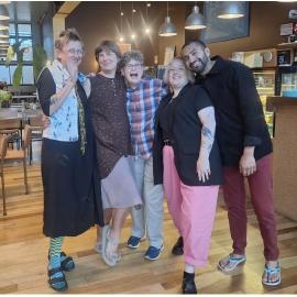 Liz Breslin, Eliana Gray, Claire Lacey, Jasmine Taylor and Rushi Vyas at the fundraiser for Liz’s trip to Boston