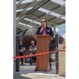 Bill Acklin, Dunedin City Councillor, at the unveiling of the Platypus Submarine