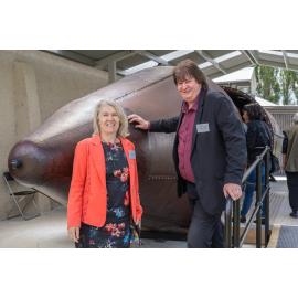  Ingrid Leary, Labour MP for Taieri, and Bill Acklin, Dunedin City Councillor, at the unveiling of the Platypus Submarine