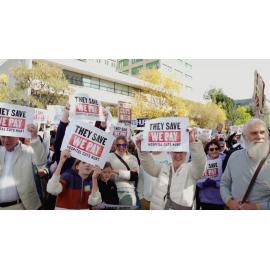 Hospital Cuts Hurt street march 