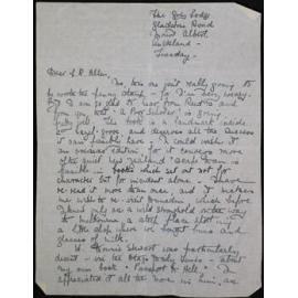 Correspondence from Robin Hyde (Iris Wilkinson) to C. R. Allen  