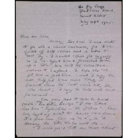 Correspondence from Robin Hyde (Iris Wilkinson) to C. R. Allen. 25 May, 1935