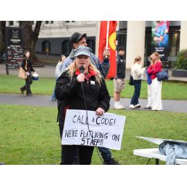 Delegates from various unions speaking in support of the nurses