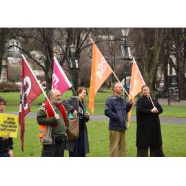 Delegates from various unions standing in support of the nurses