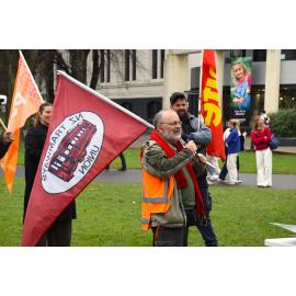 NZ Tramway Union members out in support of the nurses