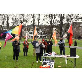 Delegates from various unions standing in support of the nurses
