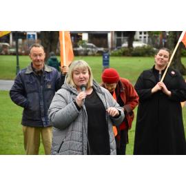 Delegates from various unions standing in support of the nurses