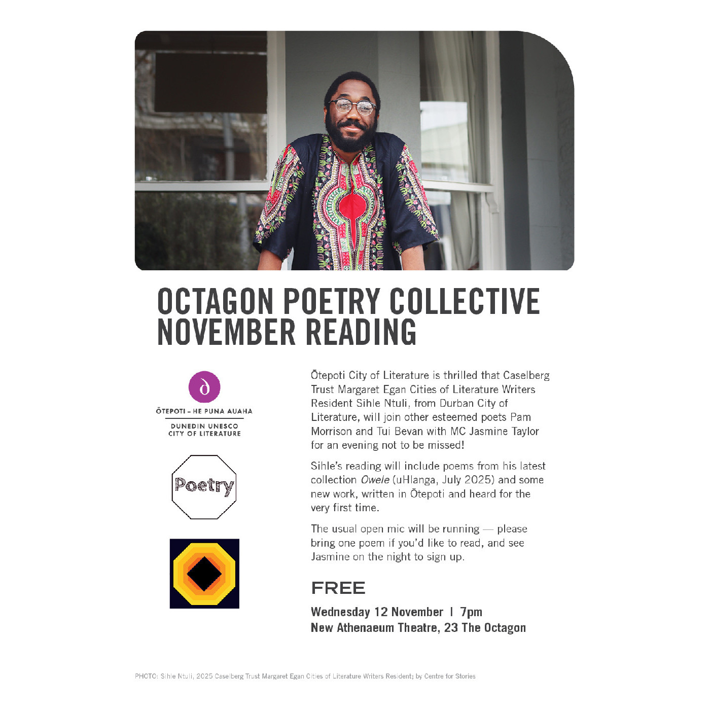 Octagon Poetry Collective Poster, Sihle Ntuli