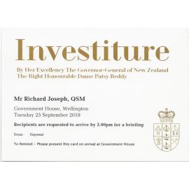 Richard Joseph Investiture invitation 2018