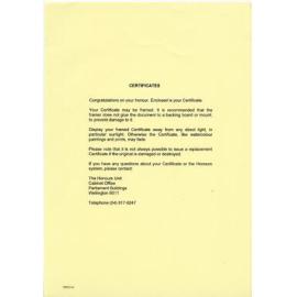 Investiture certificate info 
