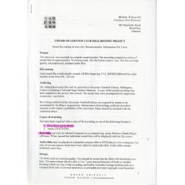 Cedars oral history recording notes 2008