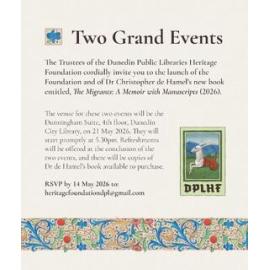 Dunedin Public Libraries Heritage Foundation launch invitation