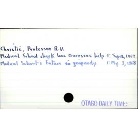 Christie, Professor R. V.