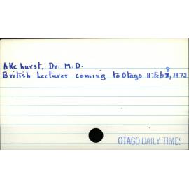 Akehurst, Dr. M. D. 