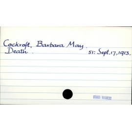 Cockroft, Barbara May