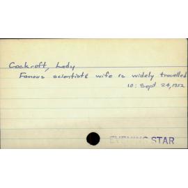 Cockroft, Lady