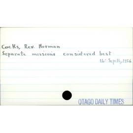 Cocks, Rev. Norman