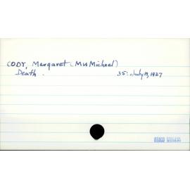 CODY, Margaret (Mrs Michael)