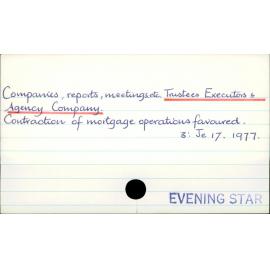 Companies, reports, meetings etc. Trustees Executors & Agency Company.