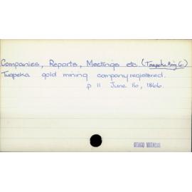 Companies, Reports, Meetings etc (Tuapeka Mining Co)