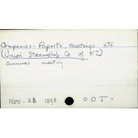 Companies, - Reports, Meetings etc (Union Steamship Co of NZ)