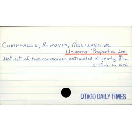 Companies, Reports, Meetings, etc - Universal Properties Ltd
