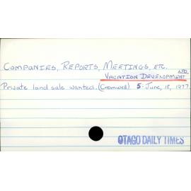 Companies, Reports, Meetings, etc - Vacation Development Ltd