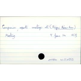 Companies, reports, meetings etc. (Waipori Miners Association)