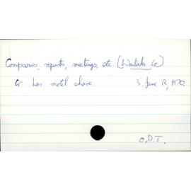 Companies, reports, meetings, etc. - (Waitaki Co.)