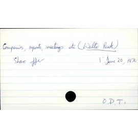 Companies, Reports, Meetings, etc - Walter Peak