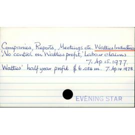 Companies, Reports, Meetings, etc - Watties Industries