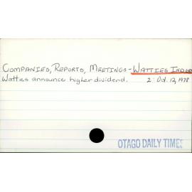 Companies, Reports, Meetings, etc - Watties Industries