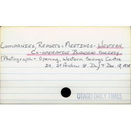 Companies, Reports, Meetings, etc - Western Co-operative Building Society