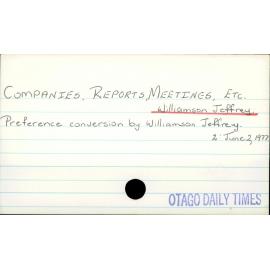 Companies, Reports, Meetings, etc - Williamson Jeffrey