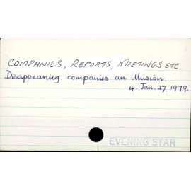 Companies, Reports, Meetings, etc