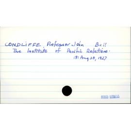 CONDLIFFE, Professor John Bell